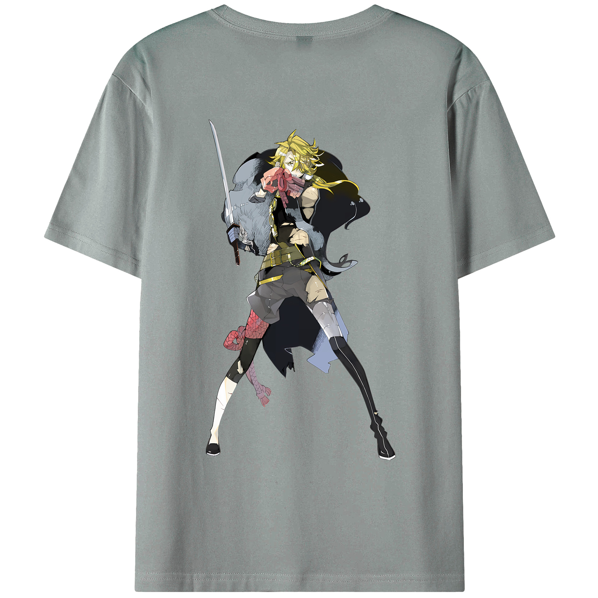 （画像用） 刀剣乱舞 Touken Ranbu 綿100％ メンズ半袖Tシャツ（バックプリント） 通気性